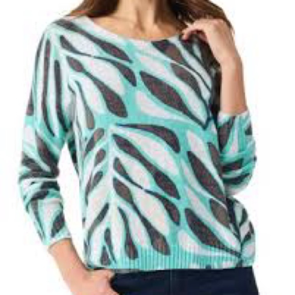 NIC+ZOE Teal and Black Knit Top NWOT - Picture 16 of 16